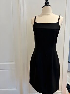 STAUD Black Mini Dress with Embellished Straps